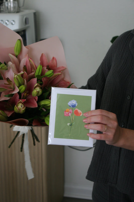 Floral Greeting Card - Customizable Deckled Paper Note