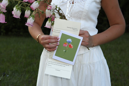 Floral Greeting Card - Customizable Deckled Paper Note