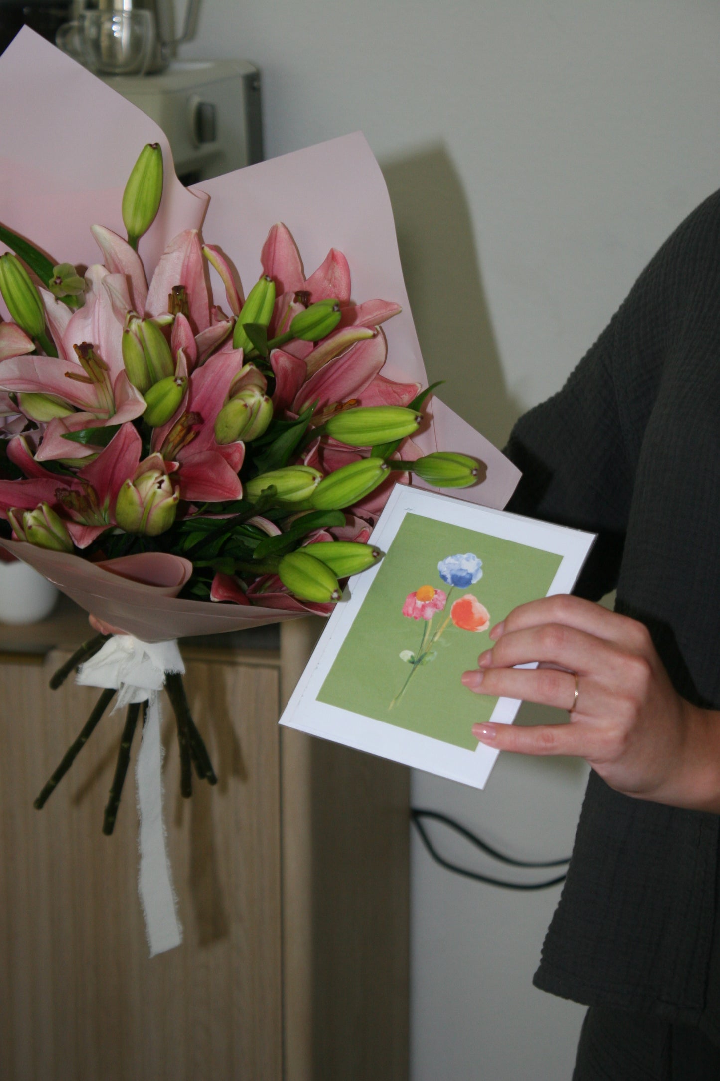 Floral Greeting Card - Customizable Deckled Paper Note