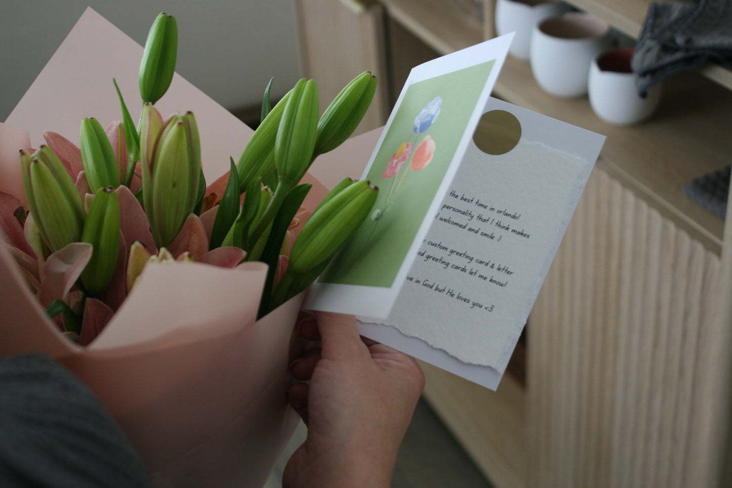Floral Greeting Card - Customizable Deckled Paper Note