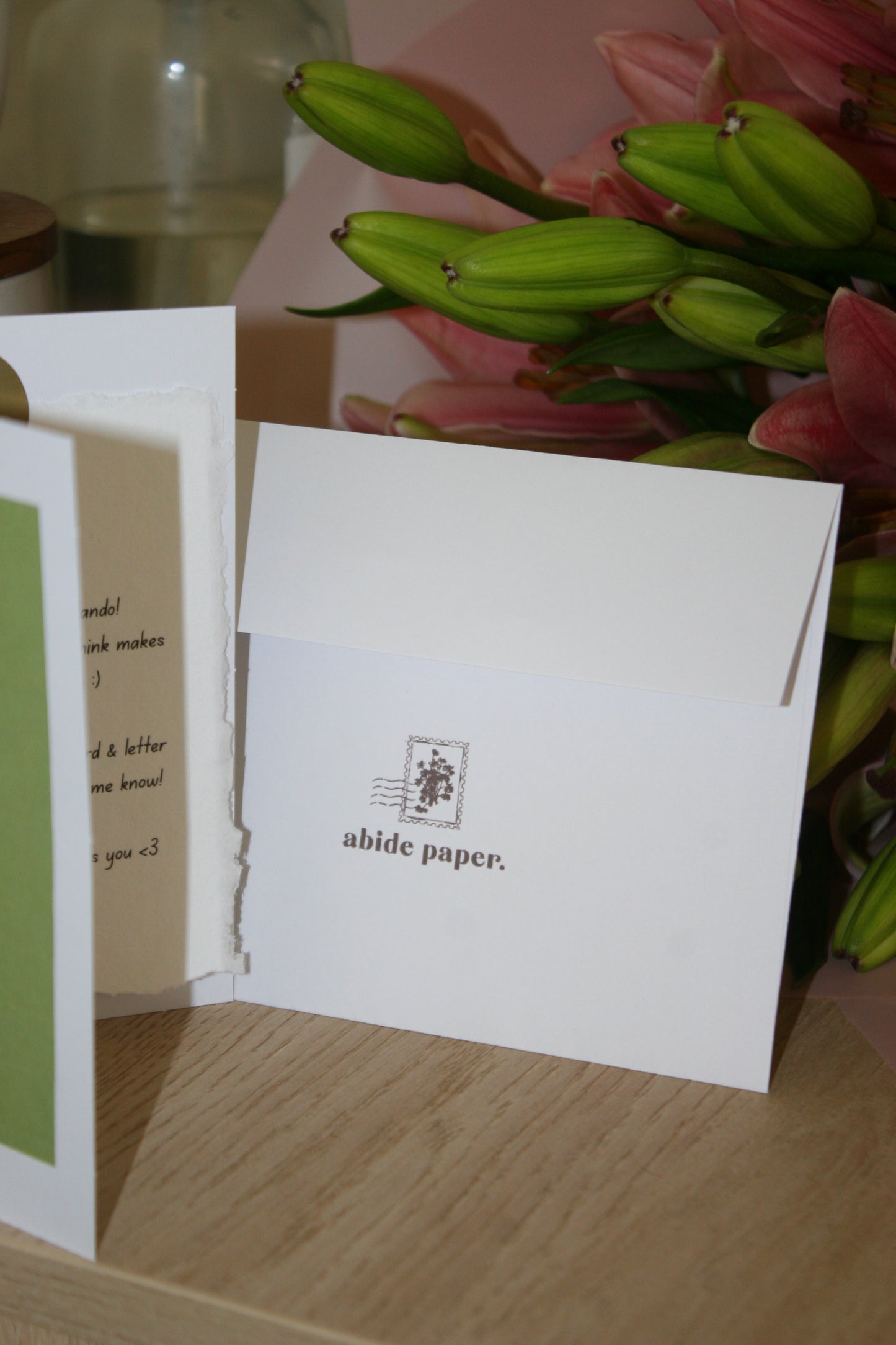 Floral Greeting Card - Customizable Deckled Paper Note